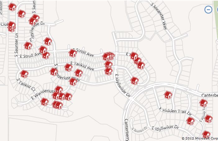 Sold homes map for Idyllwilde in 2011