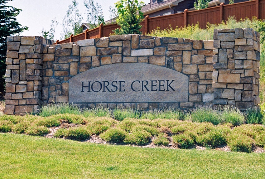 Horse Creek neighborhood sign in Parker, Colorado